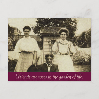Friends are roses in the garden of life. postcard