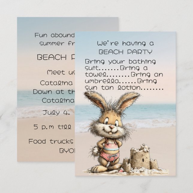 Friend's Beach Party Invitation (Front/Back)