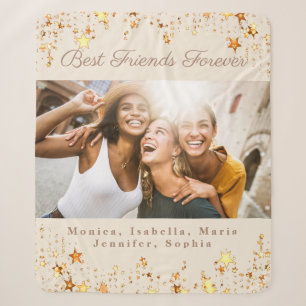 Friends besties photo cream ivory gold stars sherpa blanket