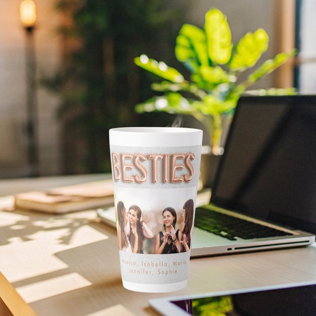 Friends besties photo rose gold silver BFF Latte Mug (Creator Uploaded)