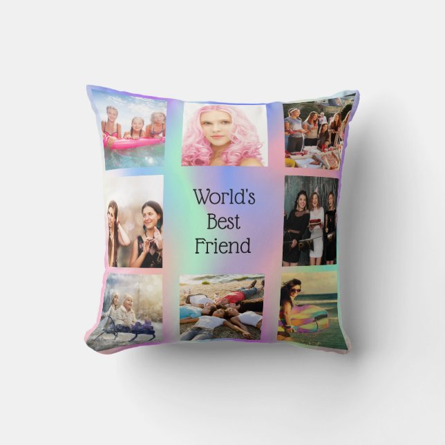 Friends BFF photo collage purple pink mint Cushion (Front)