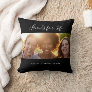 Friends BFF photo names black Cushion