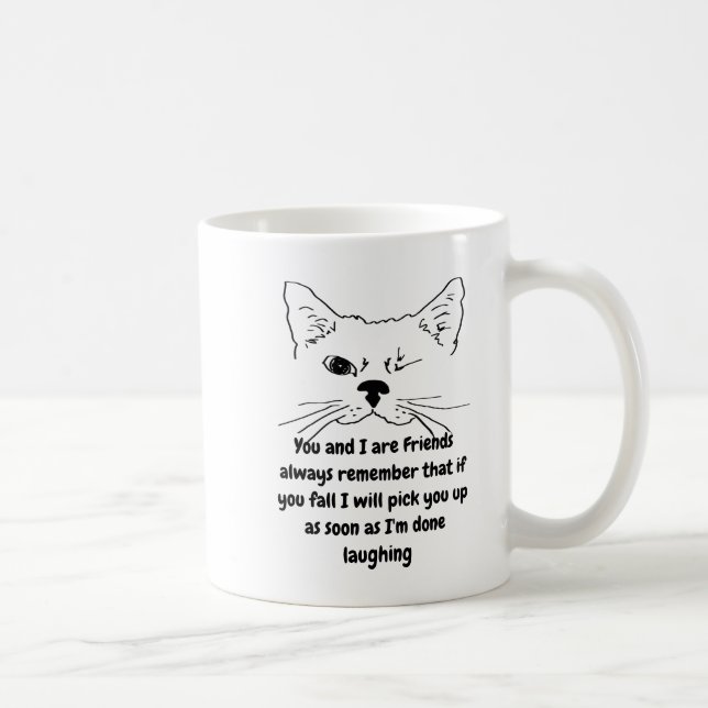Friends Birthday Humour Quote Winking Cat Fun Coffee Mug (Right)