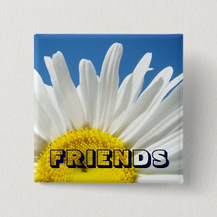 FRIENDS buttons White Daisy Flowers Floral