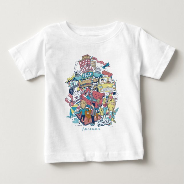 FRIENDS™ | Cartoon Collage Baby T-Shirt (Front)