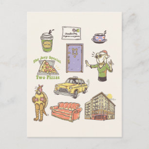 FRIENDS™   Cartoon Icons Graphic Postcard