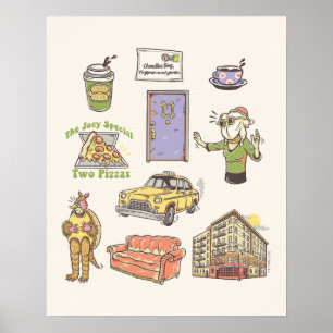 FRIENDS™   Cartoon Icons Graphic Poster
