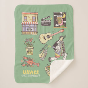 FRIENDS™   Cartoon Icons Graphic Sherpa Blanket