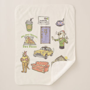 FRIENDS™   Cartoon Icons Graphic Sherpa Blanket