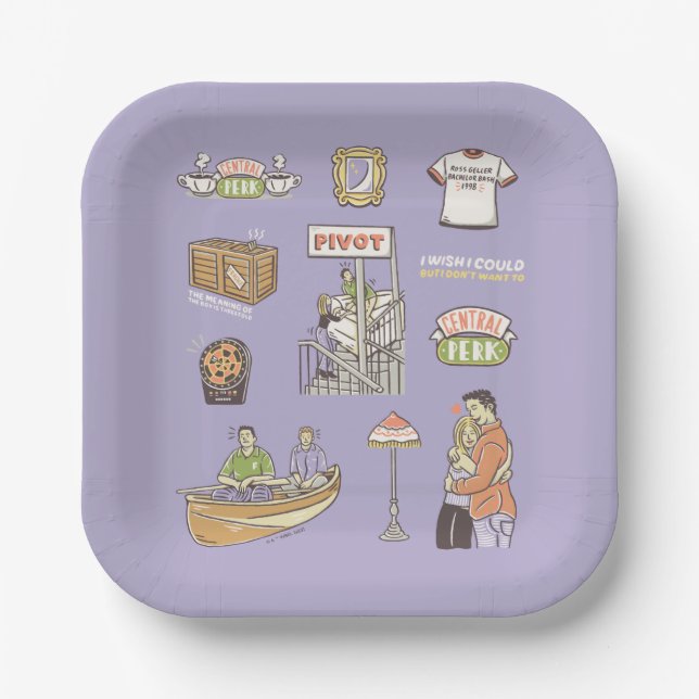 FRIENDS™ | Cartoon Icons Paper Plate (Front)