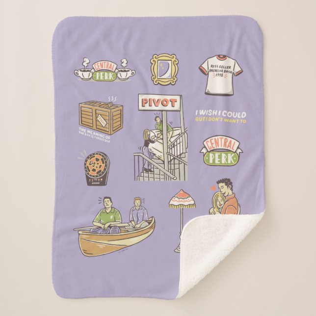 FRIENDS™ | Cartoon Icons Sherpa Blanket (Front)