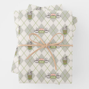 FRIENDS™    Central Perk Argyle Pattern Wrapping Paper Sheet