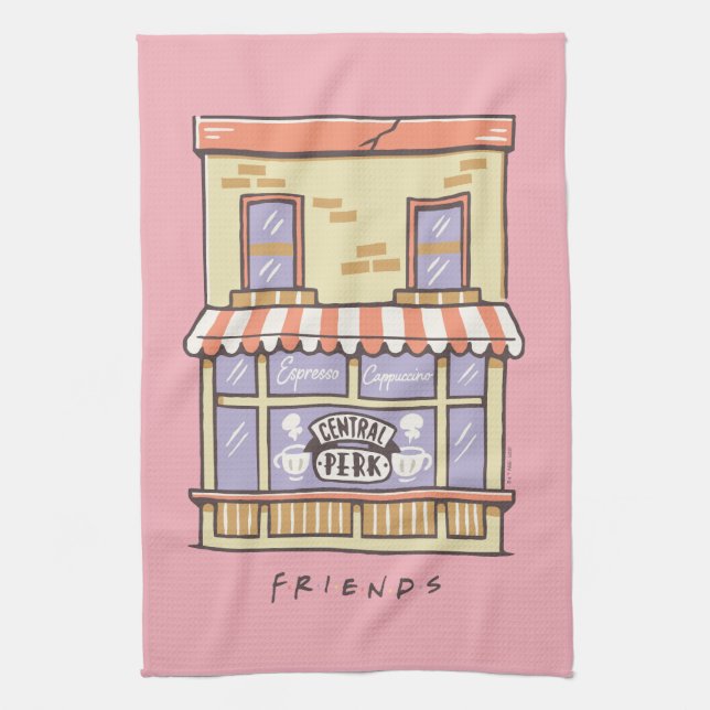 FRIENDS™ | Central Perk Cartoon Coffee Shop Tea Towel (Vertical)