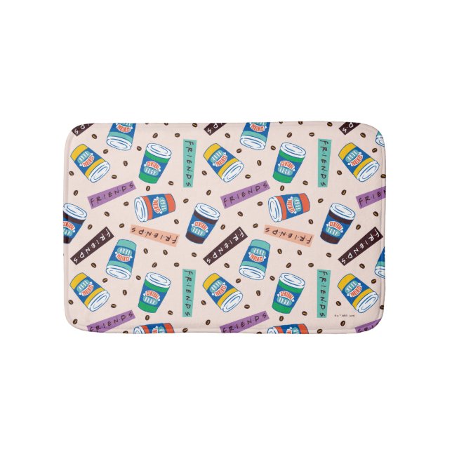 FRIENDS™ | Central Perk Vibrant Coffee Pattern Bath Mat (Front)