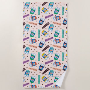 FRIENDS™   Central Perk Vibrant Coffee Pattern Beach Towel