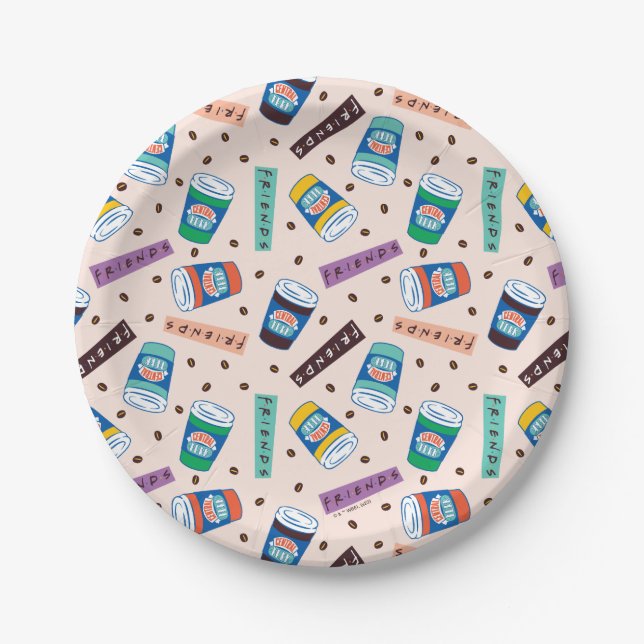 FRIENDS™ | Central Perk Vibrant Coffee Pattern Paper Plate (Front)