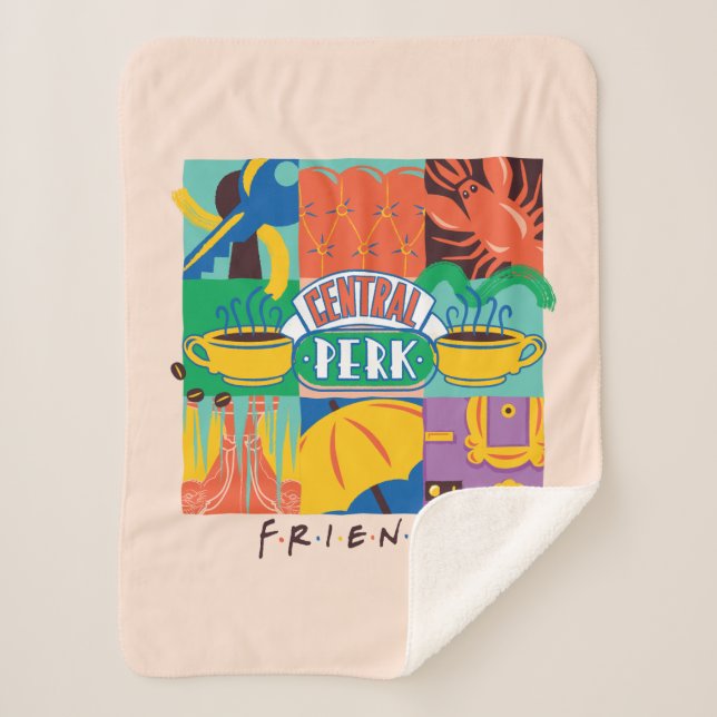 FRIENDS™ | Central Perk Vibrant Graphic Sherpa Blanket (Front)