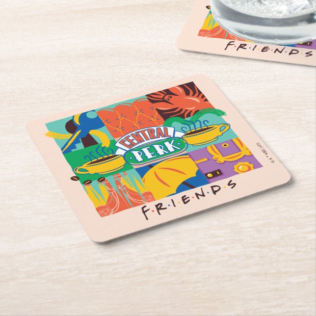 FRIENDS™ | Central Perk Vibrant Graphic Square Paper Coaster (Angled)