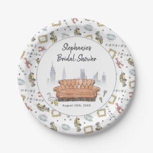 FRIENDS™ Central Perk Watercolor Bridal Shower Paper Plate