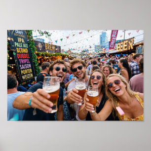 Friends Cheers at Belgian Beer Fest Poster