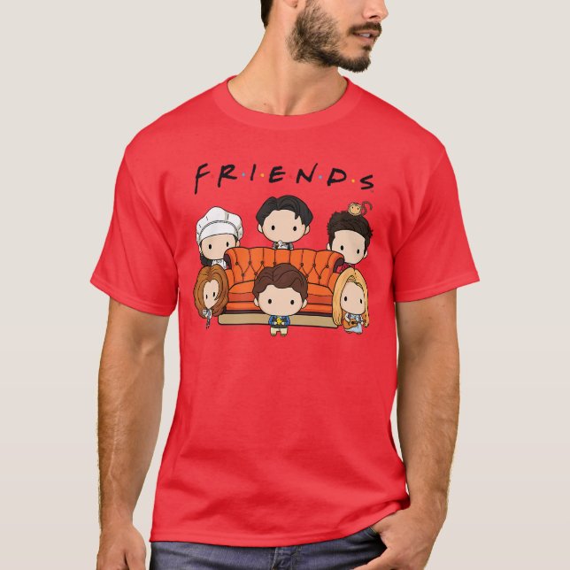 Friends Chibi Cast with Sofa FunnyV Show boy T-Shirt (Front)