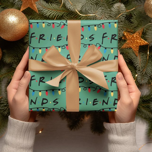FRIENDS™ | Christmas Lights Logo Wrapping Paper (Wrapping paper on gift)