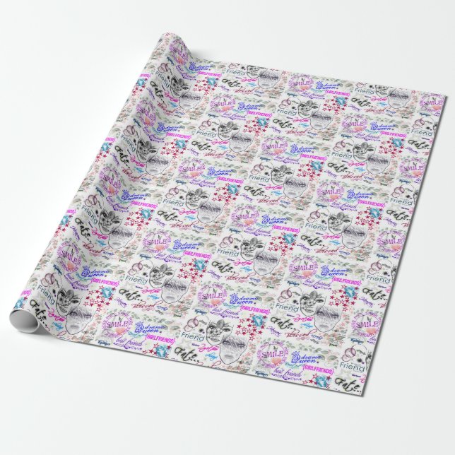 Friends Collage Wrapping Paper (Unrolled)