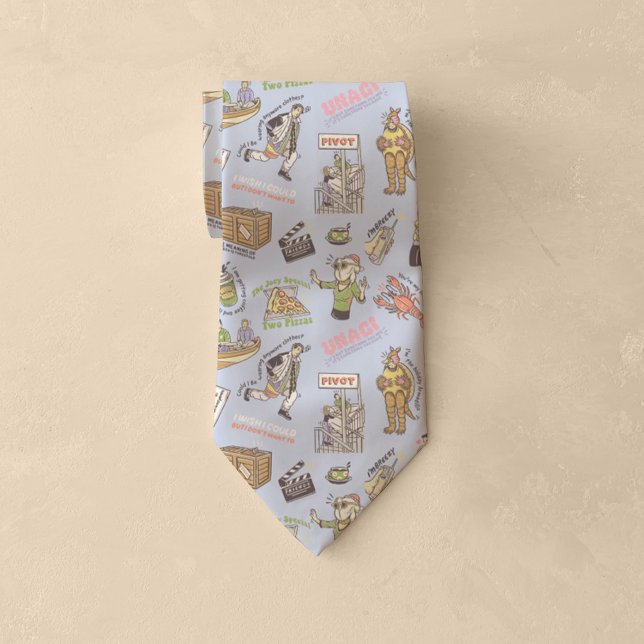 FRIENDS™ Colourful Cartoon Pattern Tie (Tie rolled up on table)