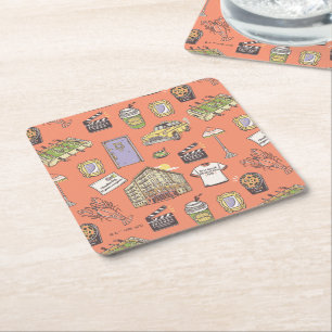 FRIENDS™ Colourful Icons Pattern Square Paper Coaster