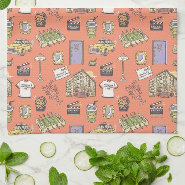 FRIENDS™ Colourful Icons Pattern Tea Towel (Folded)