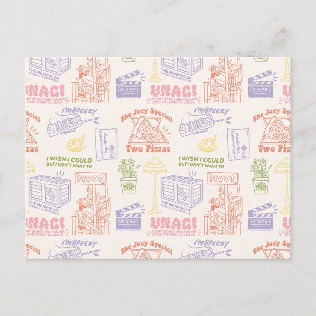 FRIENDS™ Colourful Quotes Pattern Postcard (Front)
