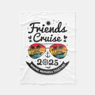 Friends Cruise 2025 Beach Vacation Vintage Cruise Fleece Blanket