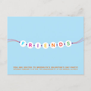 Friends cute friendship bracelet blue Valentine's Invitation Postcard