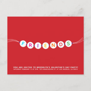 Friends cute friendship bracelet red Valentine's Invitation Postcard