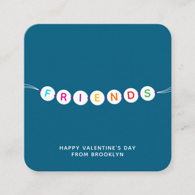 Friends cute friendship bracelet teal Valentine's Enclosure Card (Front)