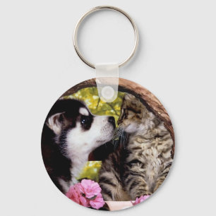 Friends Dog and Cat Keychain
