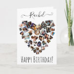 Friends Family Photo Heart Collage Happy Birthday Card<br><div class="desc">This cute and fun happy birthday card is perfect for any sentimental woman. It features 38 photos arranged in the shape of a heart and features a personalised message in handwritten signature script typography on top of a white background. It's modern, sweet, elegant, girly, and playful; the perfect design to...</div>