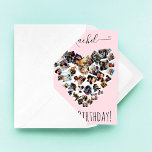 Friends Family Photo Heart Collage Happy Birthday Card<br><div class="desc">This cute and fun happy birthday card is perfect for any sentimental woman. It features 38 photos arranged in the shape of a heart and features a personalised message in handwritten signature script typography on top of a blush pink background. It's modern, sweet, elegant, girly, and playful; the perfect design...</div>