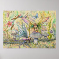 Friends Flower Fairy Fantasy Art Poster Print