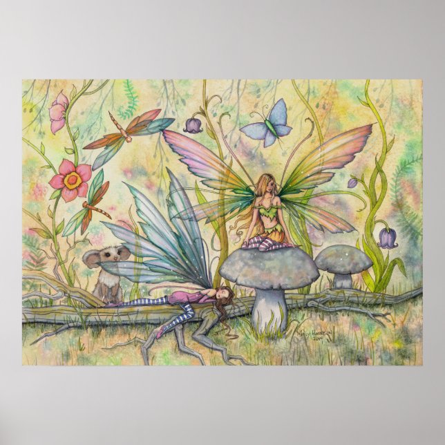 Friends Flower Fairy Fantasy Art Poster Print (Front)
