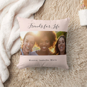 Friends for life BFF names rose gold photo Cushion