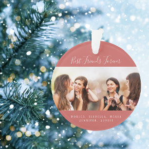 Friends for life photo brown red names keepsake ornament