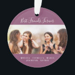 Friends for life photo purple names keepsake ornament<br><div class="desc">A gift for your best friend(s) for birthdays,  Christmas or a special event. Text: Friends for Life,  written with a trendy hand lettered style script. Personalise and use your own photo and names. A chic purple,  plum coloured background.</div>