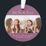 Friends for life photo purple names keepsake ornament<br><div class="desc">A gift for your best friend(s) for birthdays,  Christmas or a special event. Text: Friends for Life,  written with a trendy hand lettered style script. Personalise and use your own photo and names. A chic purple,  plum coloured background.</div>