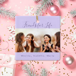 Friends for life violet photo names keepsake ceramic ornament<br><div class="desc">A gift for your best friend(s) for birthdays,  Christmas or a special event. Text: Friends for Life,  written with a trendy hand lettered style script. Personalise and use your own photo and names. A violet,  lavender coloured background.</div>