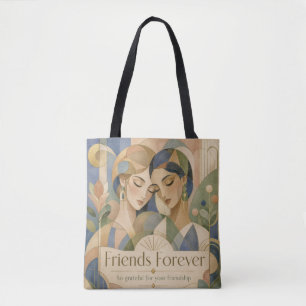 Friends Forever Art Deco Two Women Portrait Tote Bag