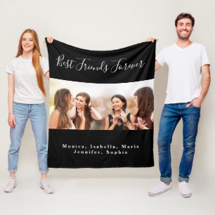 Friends forever BFF black photo names Fleece Blanket