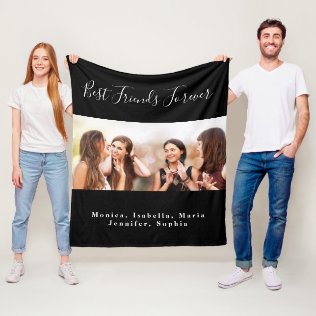 Friends forever BFF black photo names Fleece Blanket (In Situ)