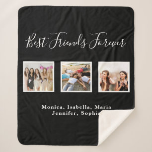 Friends forever BFF black photo names Sherpa Blanket