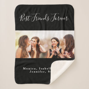 Friends forever BFF black photo names Sherpa Blanket